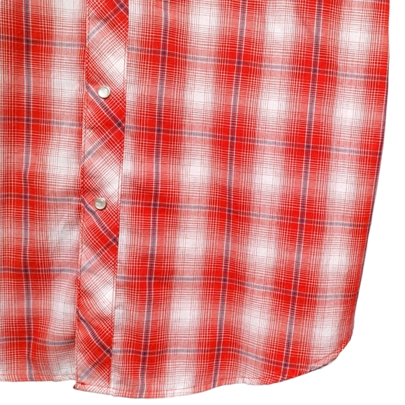 Wrangler Rancher Red Plaid Pearl Snap Button Short Sleeve Men's Shirt Size XL - Picture 8 of 11